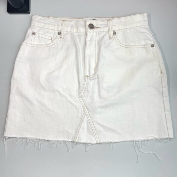 PISTOLA Denim Mini Skirt Sz 26 White Raw Hem - Picture 4 of 10